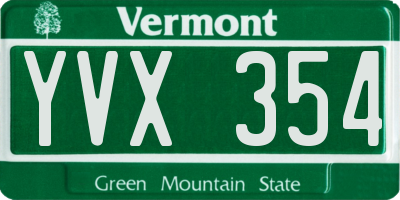 VT license plate YVX354