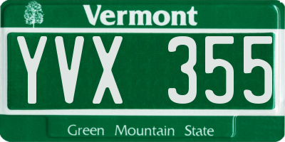 VT license plate YVX355