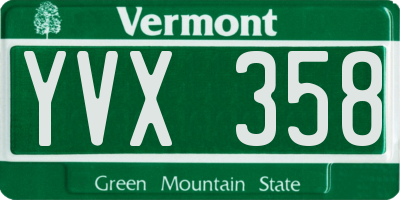 VT license plate YVX358