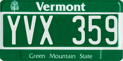 VT license plate YVX359