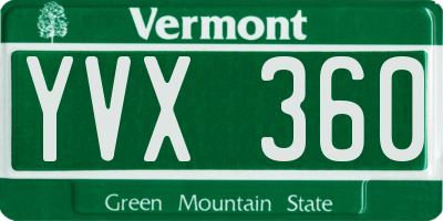 VT license plate YVX360