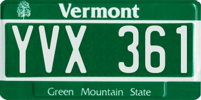 VT license plate YVX361