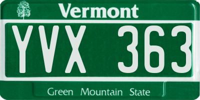 VT license plate YVX363