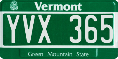 VT license plate YVX365