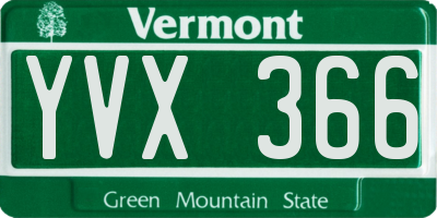 VT license plate YVX366