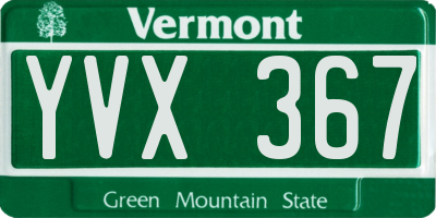 VT license plate YVX367