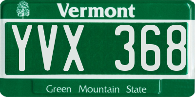 VT license plate YVX368