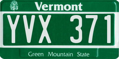 VT license plate YVX371