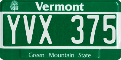 VT license plate YVX375