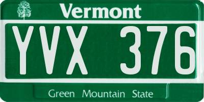 VT license plate YVX376