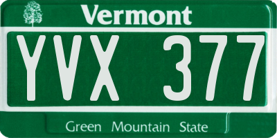 VT license plate YVX377