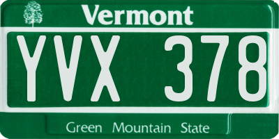 VT license plate YVX378
