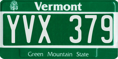 VT license plate YVX379