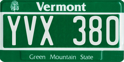 VT license plate YVX380