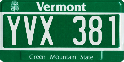 VT license plate YVX381
