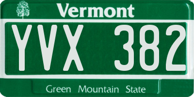 VT license plate YVX382
