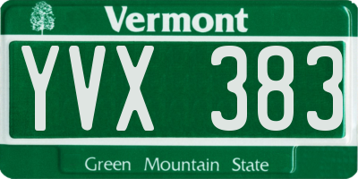 VT license plate YVX383