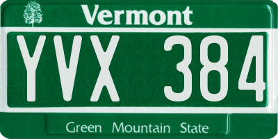 VT license plate YVX384