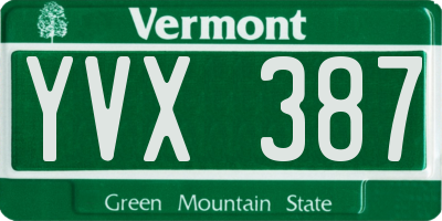VT license plate YVX387
