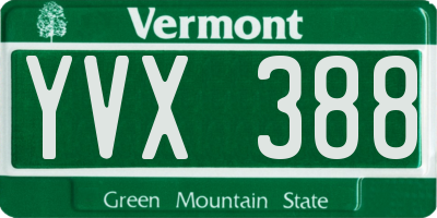 VT license plate YVX388