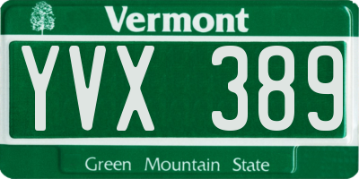 VT license plate YVX389