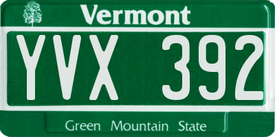 VT license plate YVX392