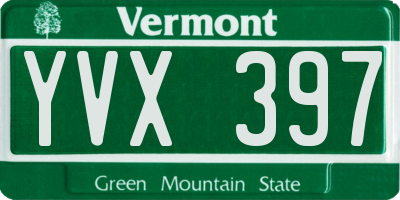 VT license plate YVX397