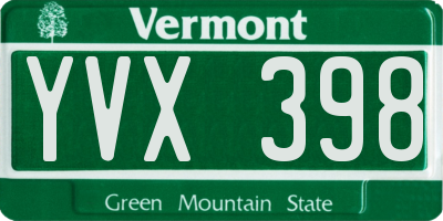 VT license plate YVX398
