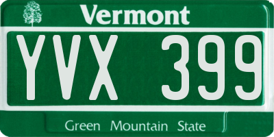 VT license plate YVX399