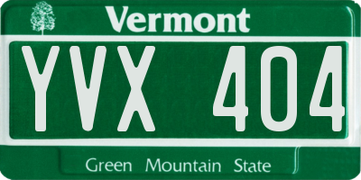 VT license plate YVX404