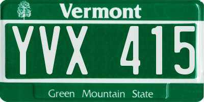 VT license plate YVX415