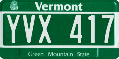 VT license plate YVX417