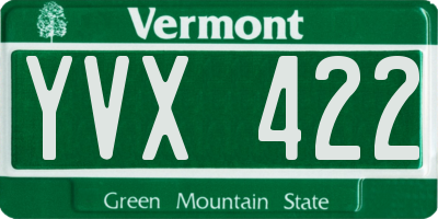 VT license plate YVX422