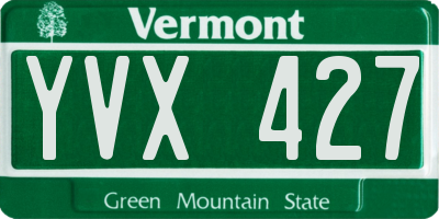 VT license plate YVX427