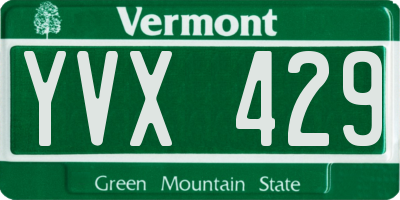 VT license plate YVX429