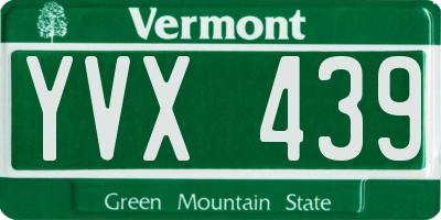 VT license plate YVX439