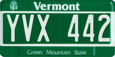 VT license plate YVX442