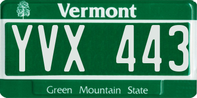 VT license plate YVX443