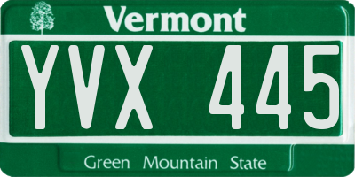 VT license plate YVX445