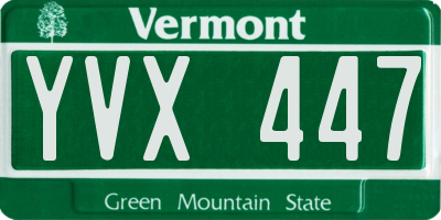 VT license plate YVX447