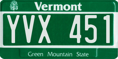 VT license plate YVX451