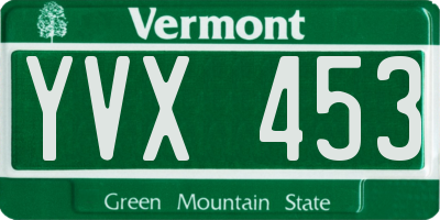VT license plate YVX453