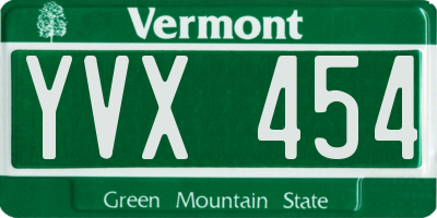 VT license plate YVX454