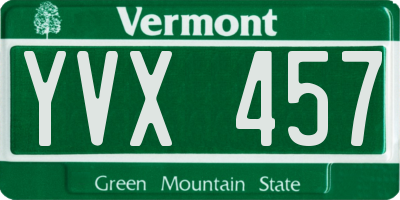 VT license plate YVX457