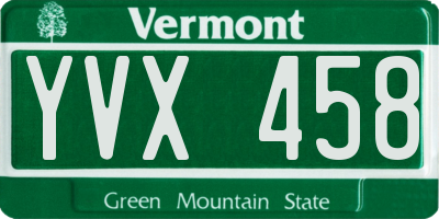 VT license plate YVX458