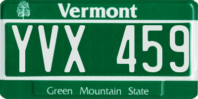 VT license plate YVX459
