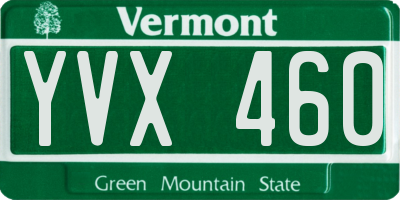 VT license plate YVX460
