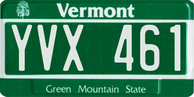 VT license plate YVX461