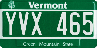 VT license plate YVX465