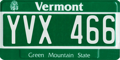 VT license plate YVX466